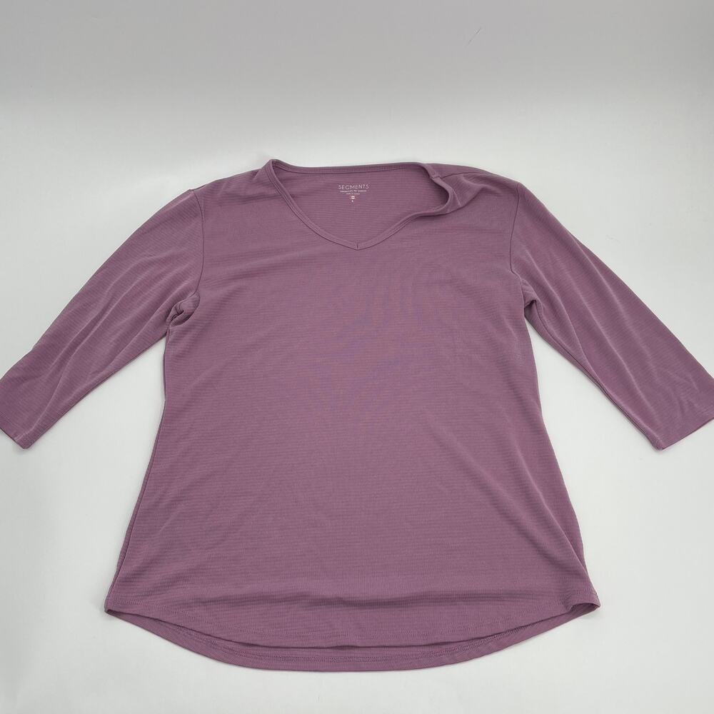 SEG'MENTS Shirt 1/2 Sleeve Modal Stretch Textured Knit Eco Soft Top Women's L